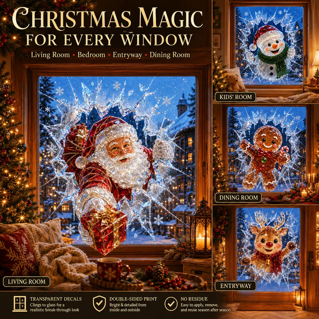 Sticker de Noël 3D effet vitre brisée