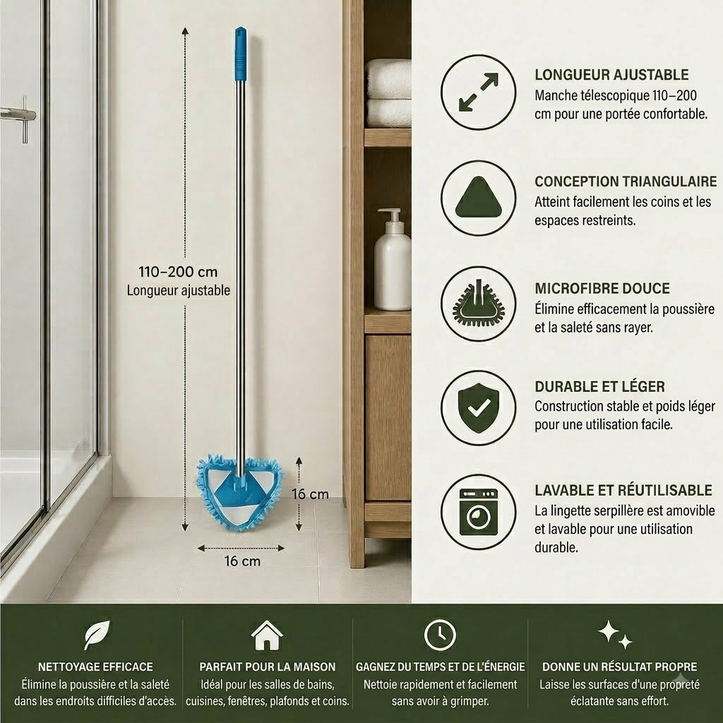 🔥 Temps limité : 50% DE RÉDUCTION❗️❗️ Balai mural triangulaire extensible pour les coins difficiles d'accès