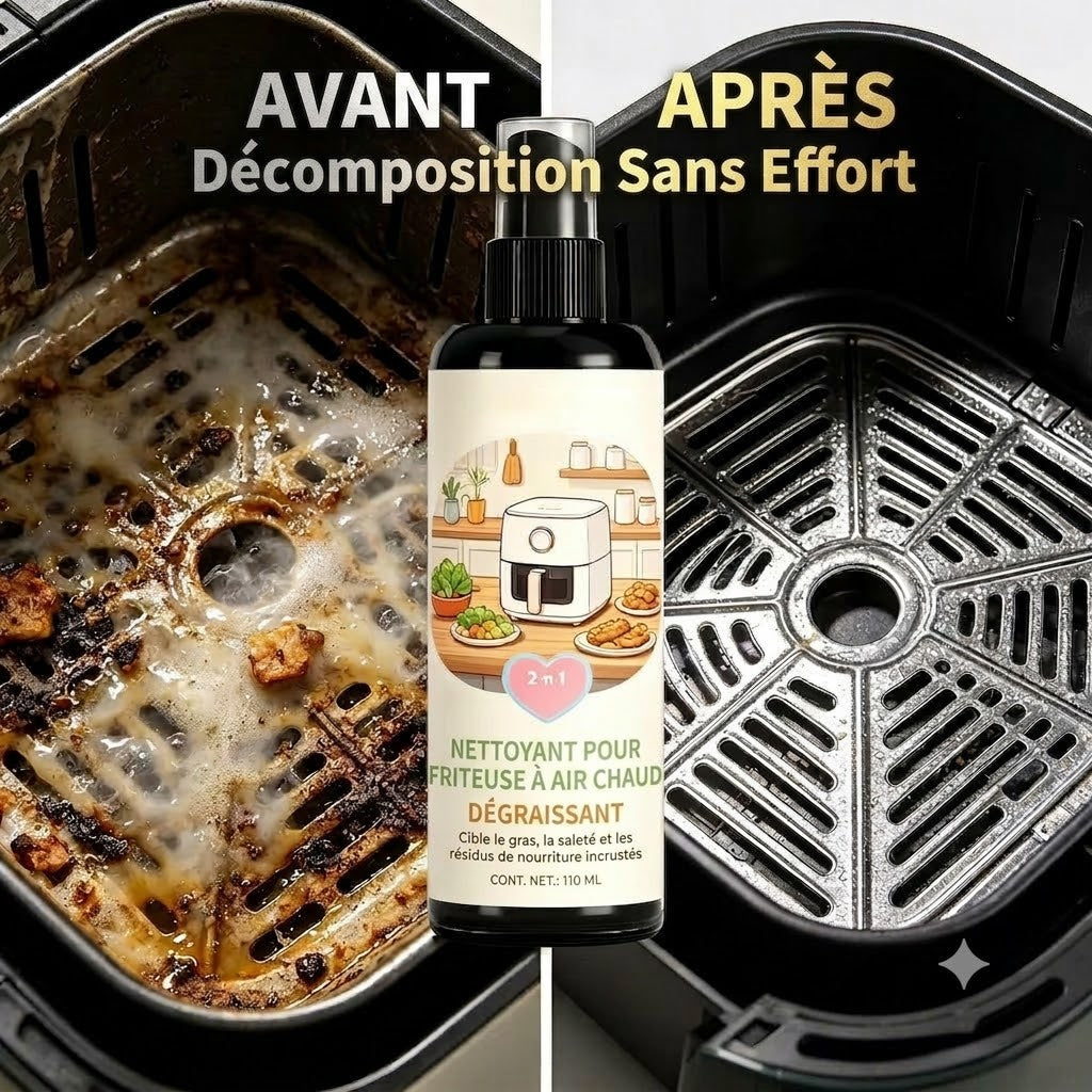 Nettoyant & Spray dégraissant 2-en-1 pour friteuse sans huile