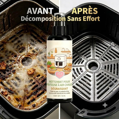 Nettoyant & Spray dégraissant 2-en-1 pour friteuse sans huile