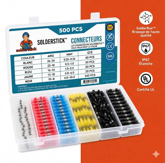 Kit de connecteurs à souder - Gaine thermorétractable étanche avec anneau de soudure