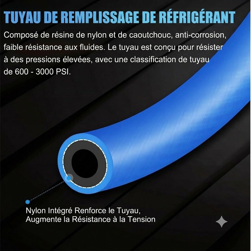 Flexible de remplissage de liquide de refroidissement / Flexible de charge de fluide frigorigène