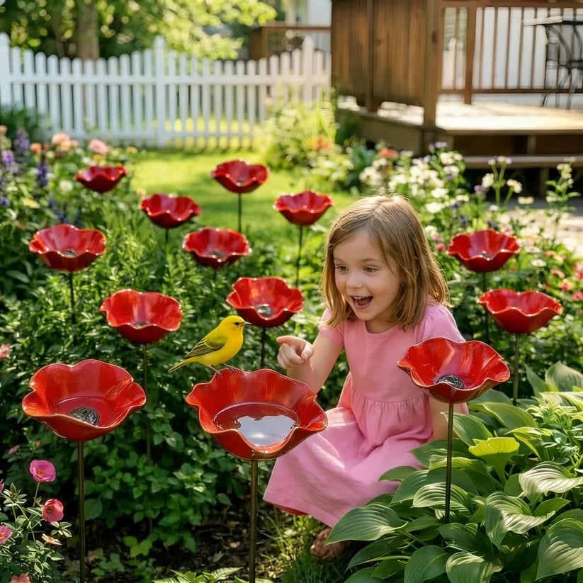 Bain d'oiseaux fait main en forme de graine de fleur – Décoration de jardin unique et abreuvoir pour oiseaux