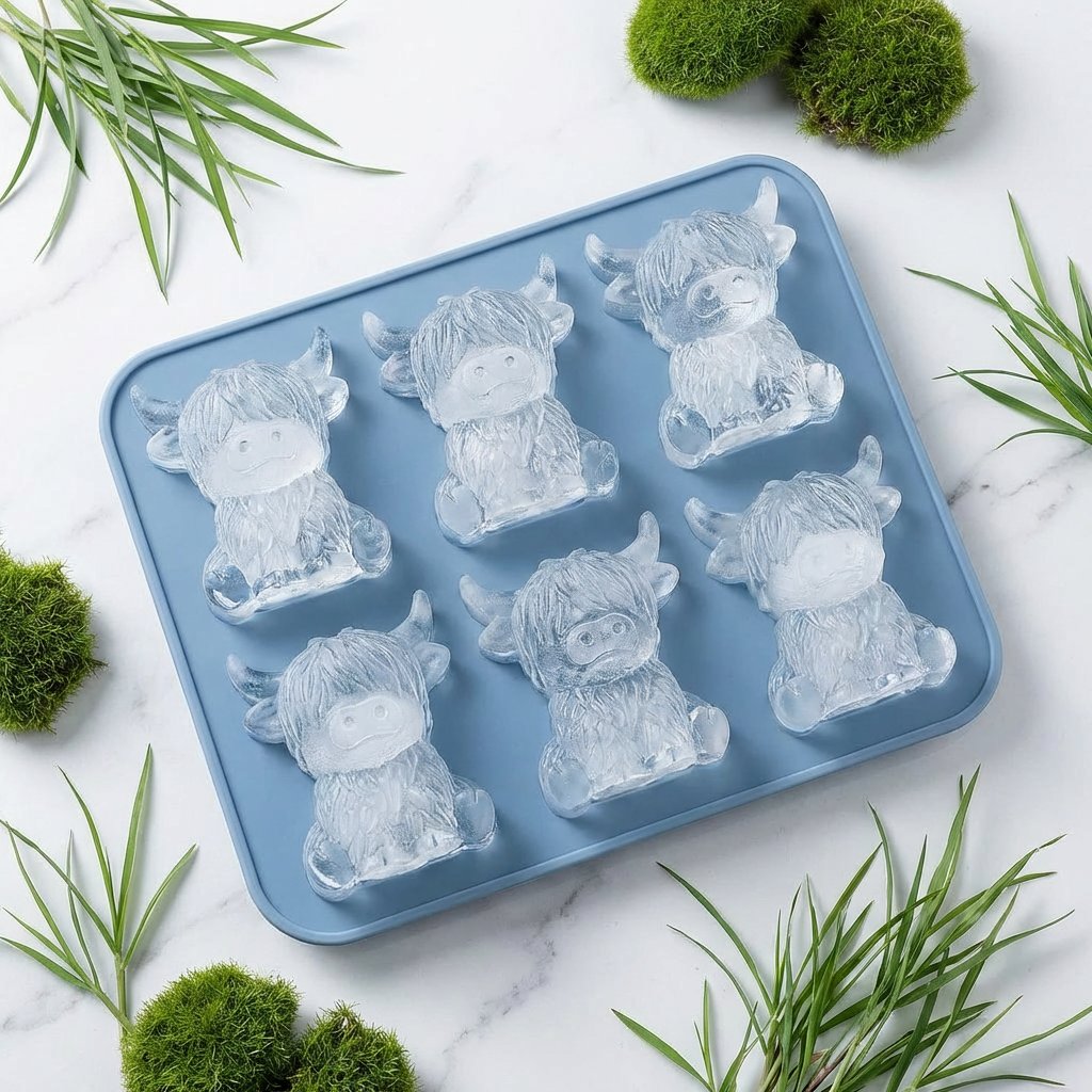 🐮 Moule à glaçons Mini Vache Highland – En silicone 3D pour glaçons