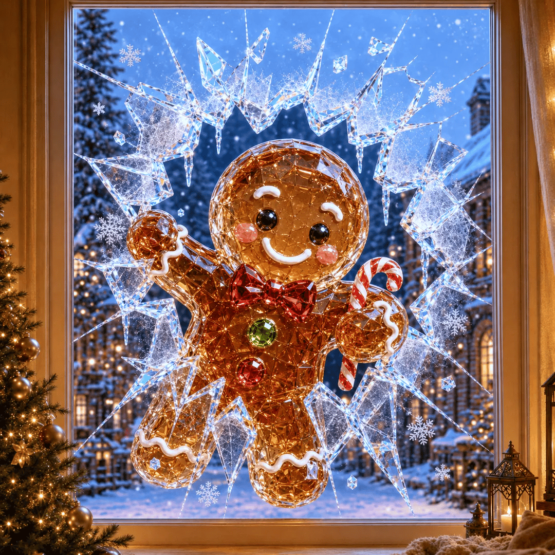 Sticker de Noël 3D effet vitre brisée