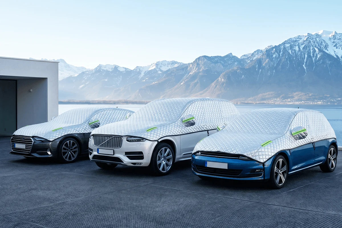 Demi-bâche de voiture épaisse pour protection soleil et neige – Housse auto anti-givre et anti-UV