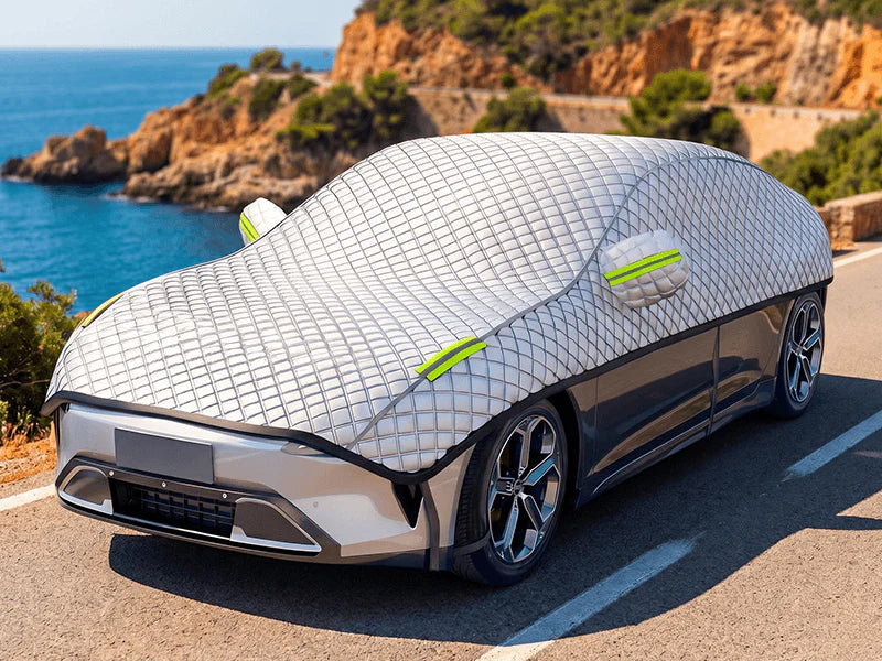 Demi-bâche de voiture épaisse pour protection soleil et neige – Housse auto anti-givre et anti-UV