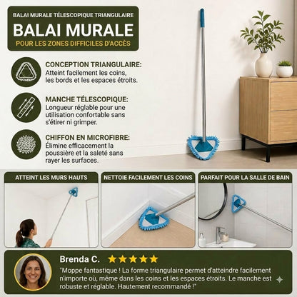 🔥 Temps limité : 50% DE RÉDUCTION❗️❗️ Balai mural triangulaire extensible pour les coins difficiles d'accès