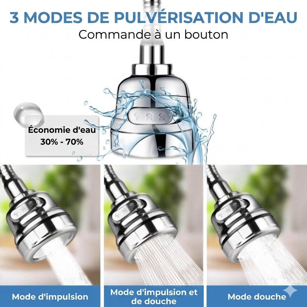 Douchette pour robinet de cuisine - Extension économiseur d'eau