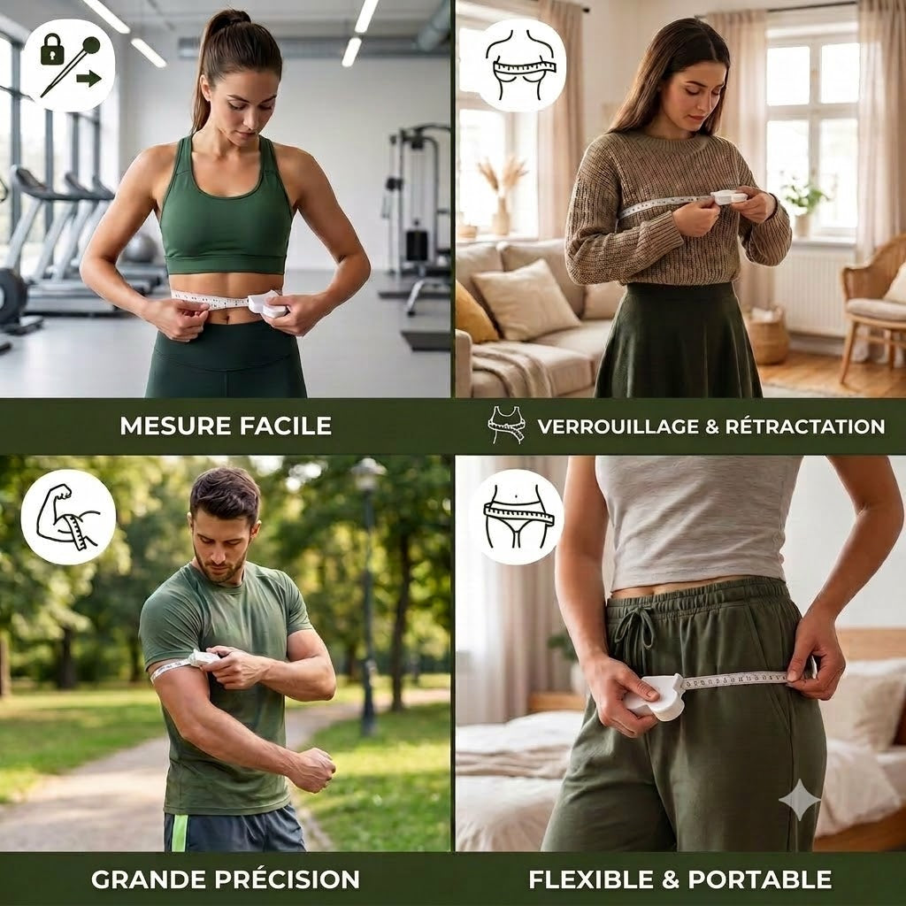 Mètre ruban corporel 3D rétractable automatique – Pour une mesure précise de la taille, des hanches, de la poitrine et des bras