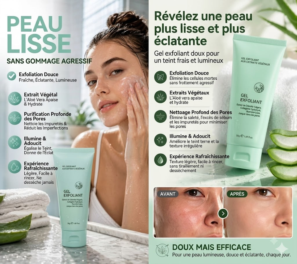 Gel exfoliant aux extraits de plantes