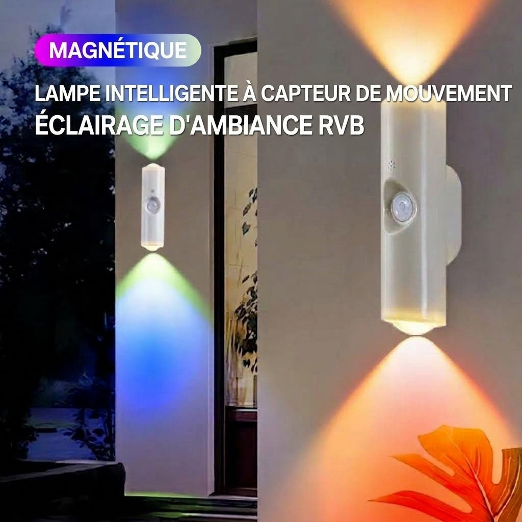 Lampe intelligente magnétique avec éclairage RGB – Lampe rechargeable à détecteur de mouvement pour placard, escalier et éclairage d'ambiance