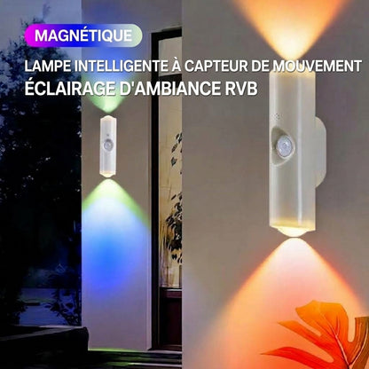 Lampe intelligente magnétique avec éclairage RGB – Lampe rechargeable à détecteur de mouvement pour placard, escalier et éclairage d'ambiance