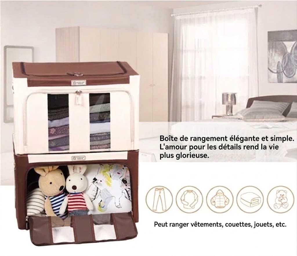 Grande boîte de rangement pour vêtements avec couvercle