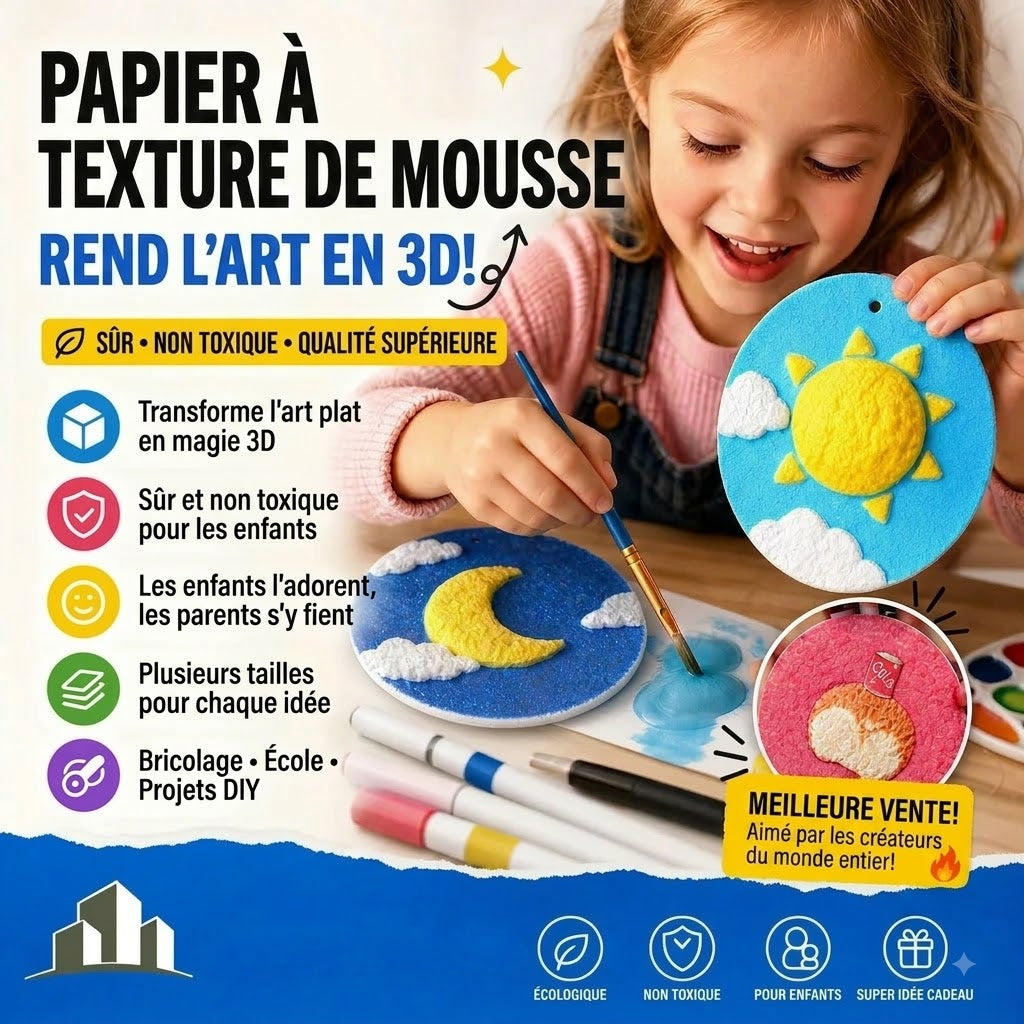 👩‍🎨🔮 Papier mousse sécurisé pour enfants – Doux et flexible, idéal pour les projets DIY, l'apprentissage et le bricolage 🎁✂️
