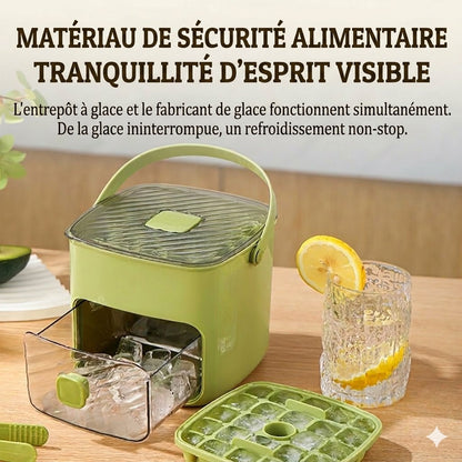 Moule à glaçons en silicone avec couvercle – Gobelet à glaçons à bouton-poussoir avec poignée de transport