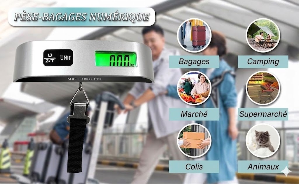 Pèse-bagage portable avec écran LCD