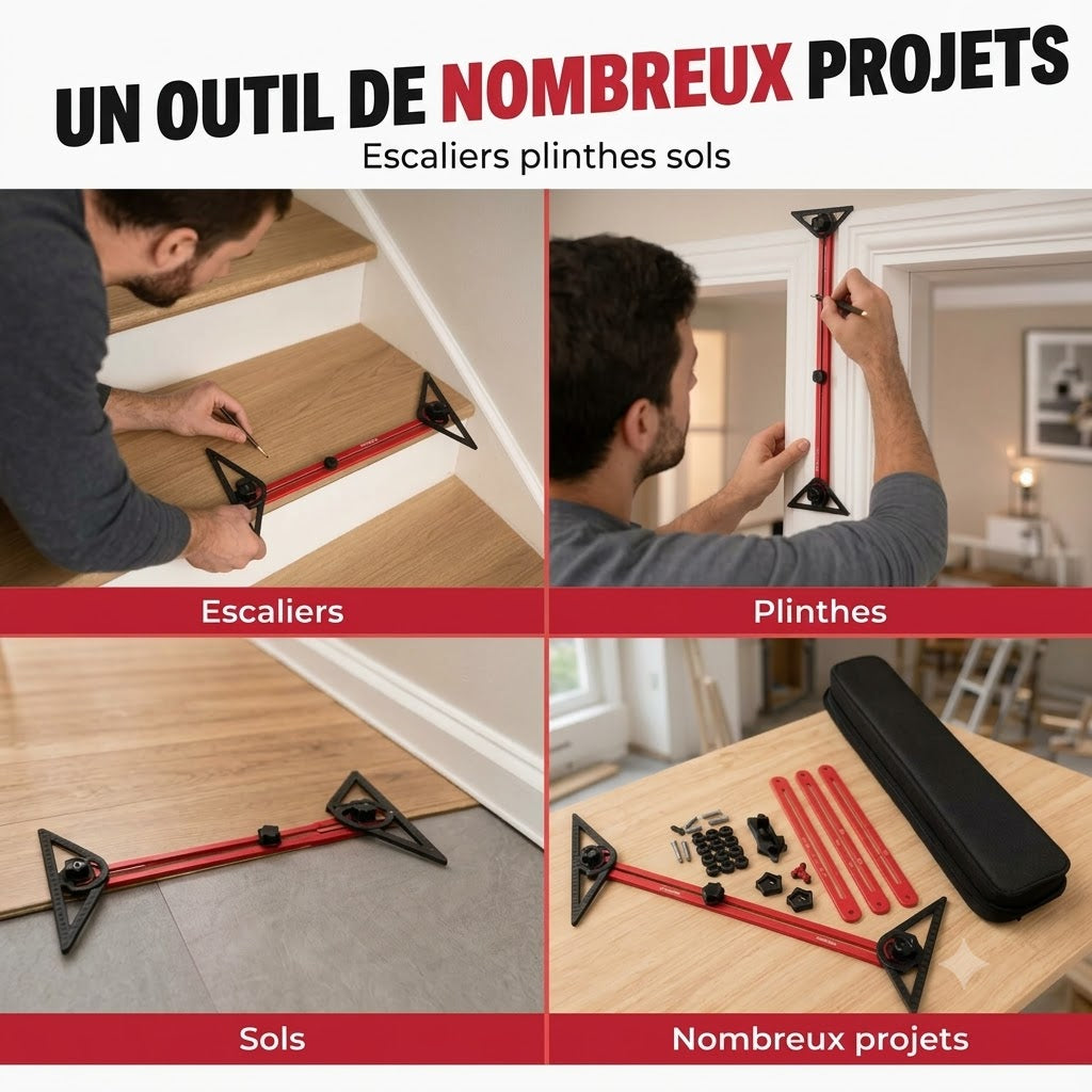Outil de mesure robuste en aluminium – Mesure précise pour le bricolage et l'usage professionnel