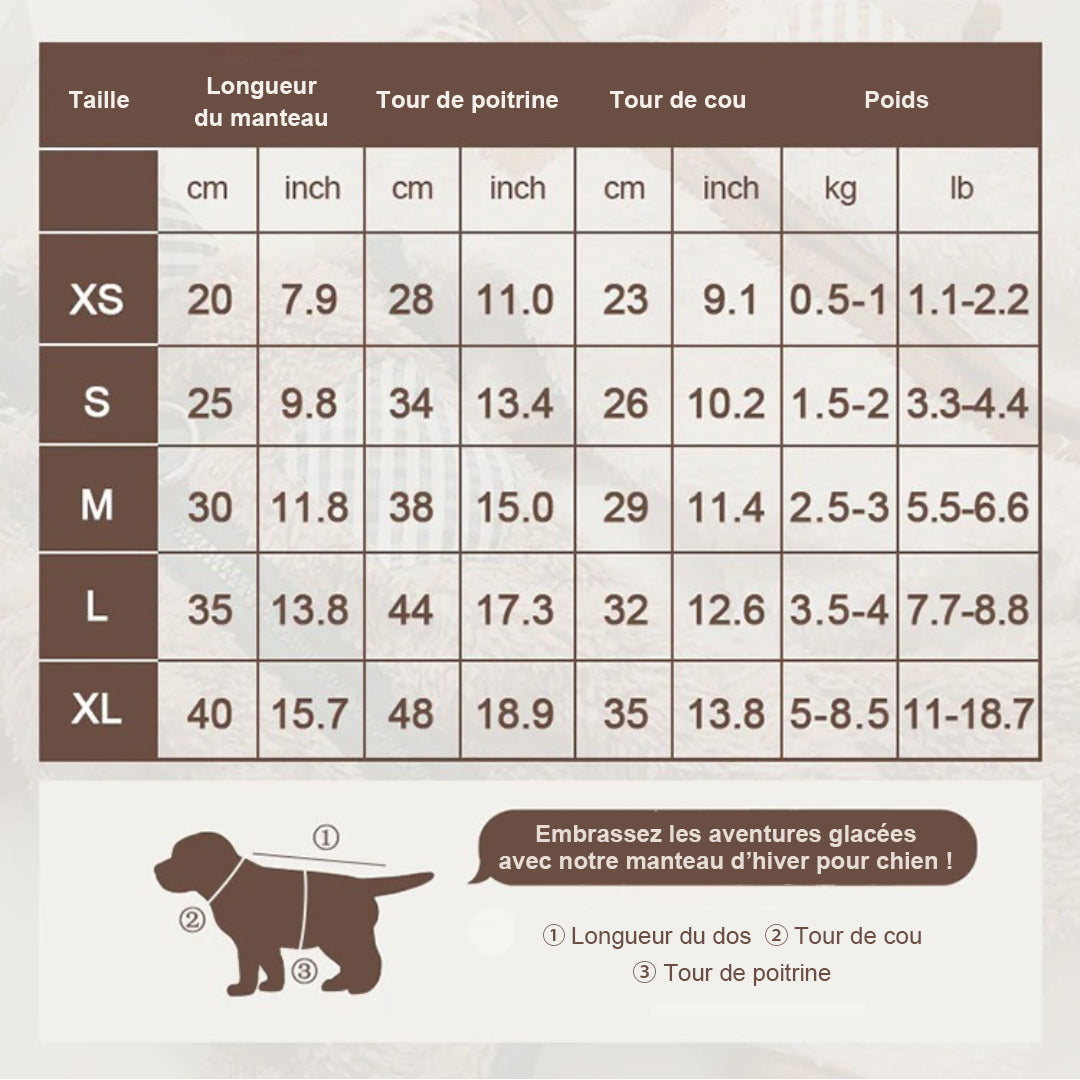 Manteau chaud pour chien pour l’hiver