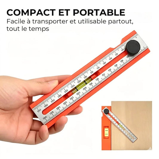 Jauge de profondeur multifonction avec niveau à bulle - Outil de mesure pour le travail du bois et le bricolage