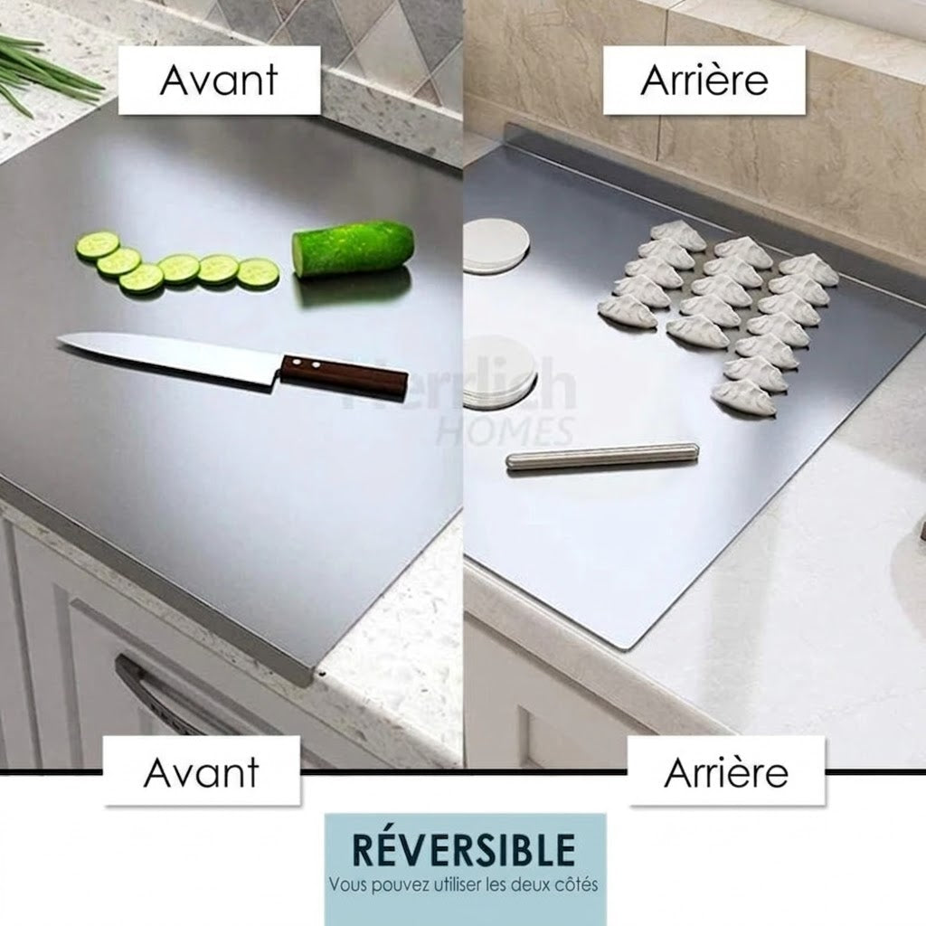 Planche à découper en inox pour plan de travail