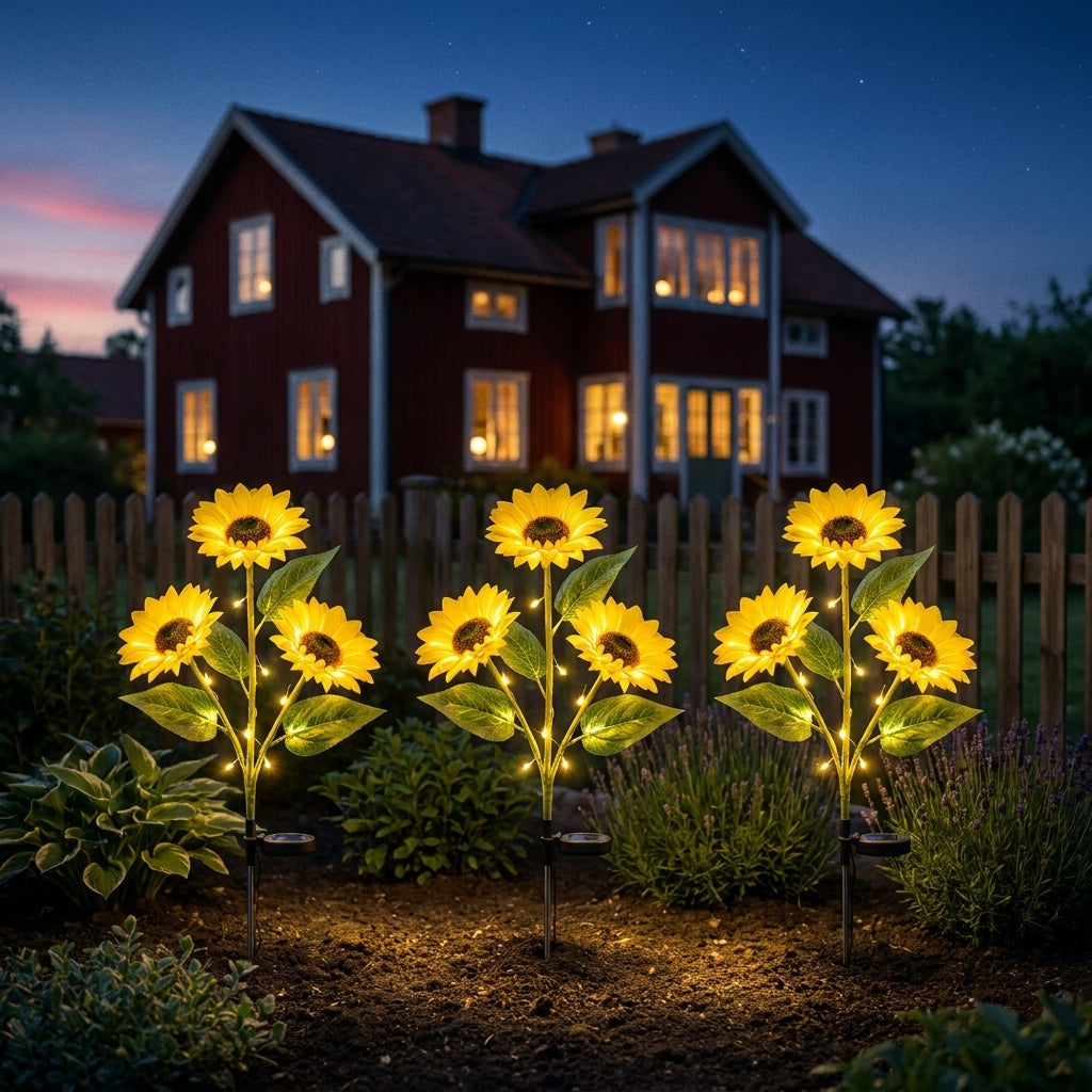 🌻 Lampe de jardin solaire tournesol – Ressemble à un vrai tournesol
