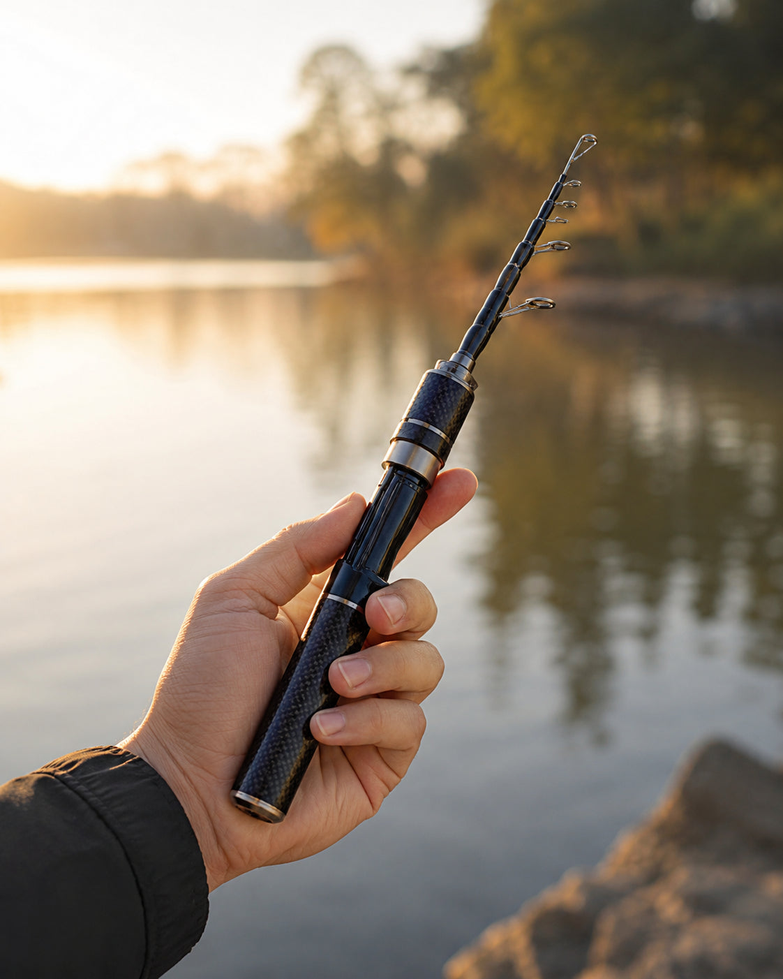 Canne à pêche de poche en fibre de carbone : Canne à pêche télescopique