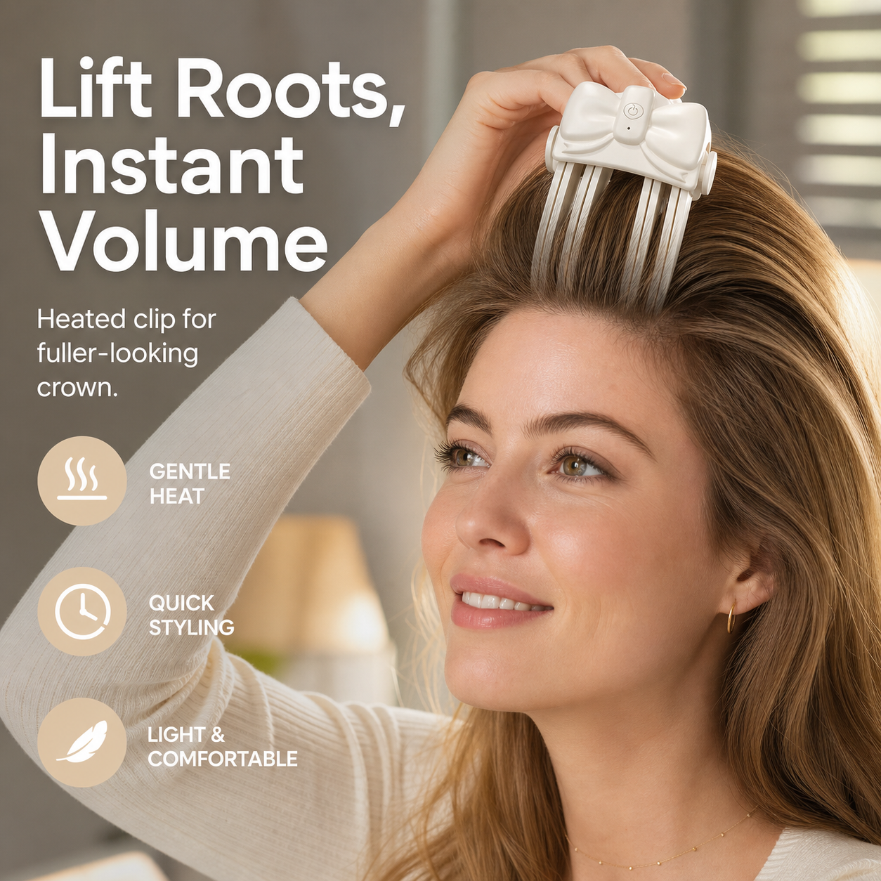 📢📢 50% DE RÉDUCTION !! ⏰ Pince chauffante sans fil pour racines – Volume digne d'un salon, idéal pour cheveux fins et plats