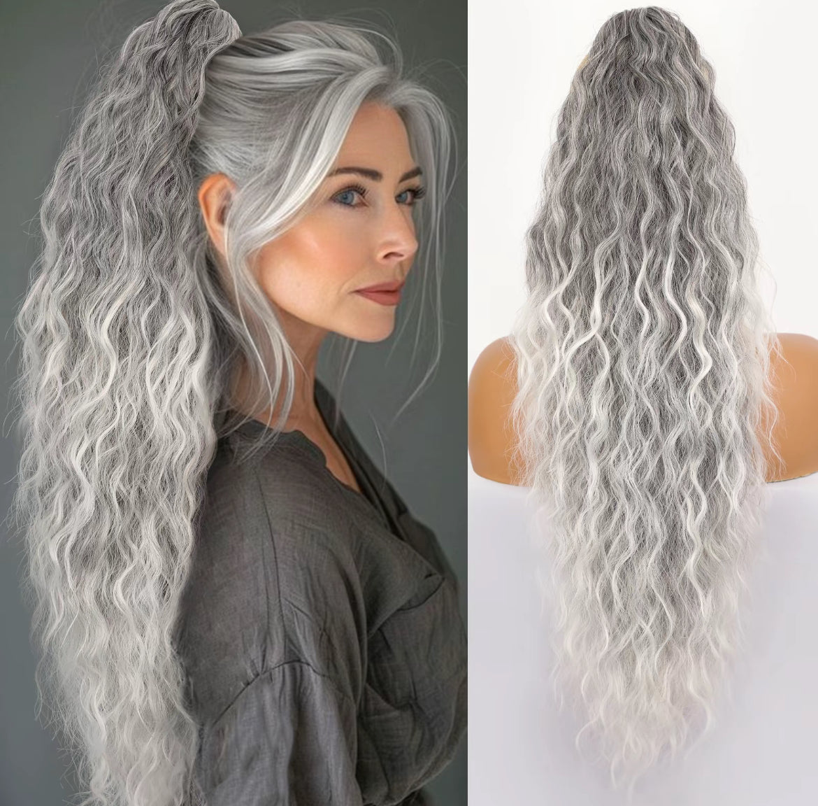 Extension queue-de-cheval longue et ondulée (Water Wave) – Postiche volumineux à pince pour le quotidien et les fêtes