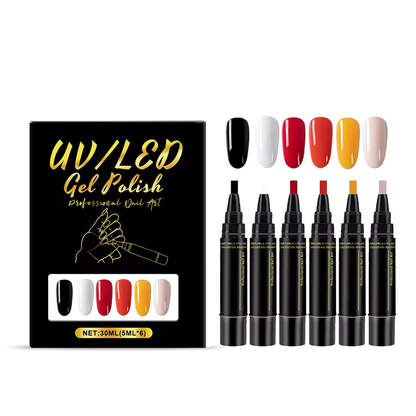 SalonPen – Stylo vernis à ongles 3-en-1 (avec lampe UV) – Lot de 6