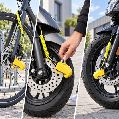 Bloque-disque avec alarme 110 dB – Antivol bloque-disque pour vélo, cyclomoteur et moto