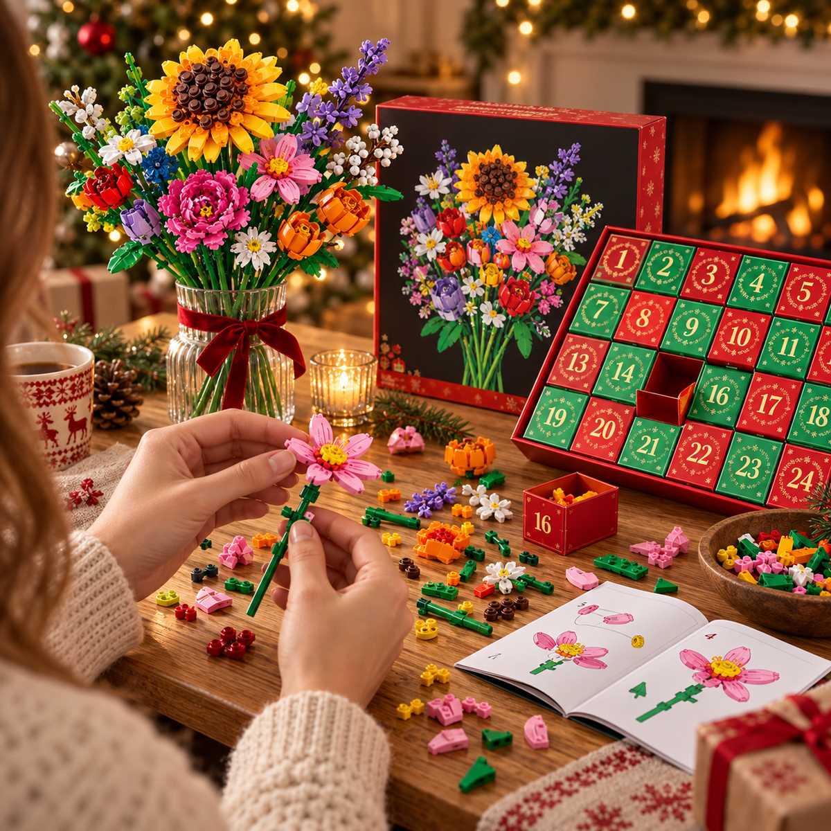 Calendrier de l'Avent « Bloom & Build » – Créez votre propre bouquet de Noël magique