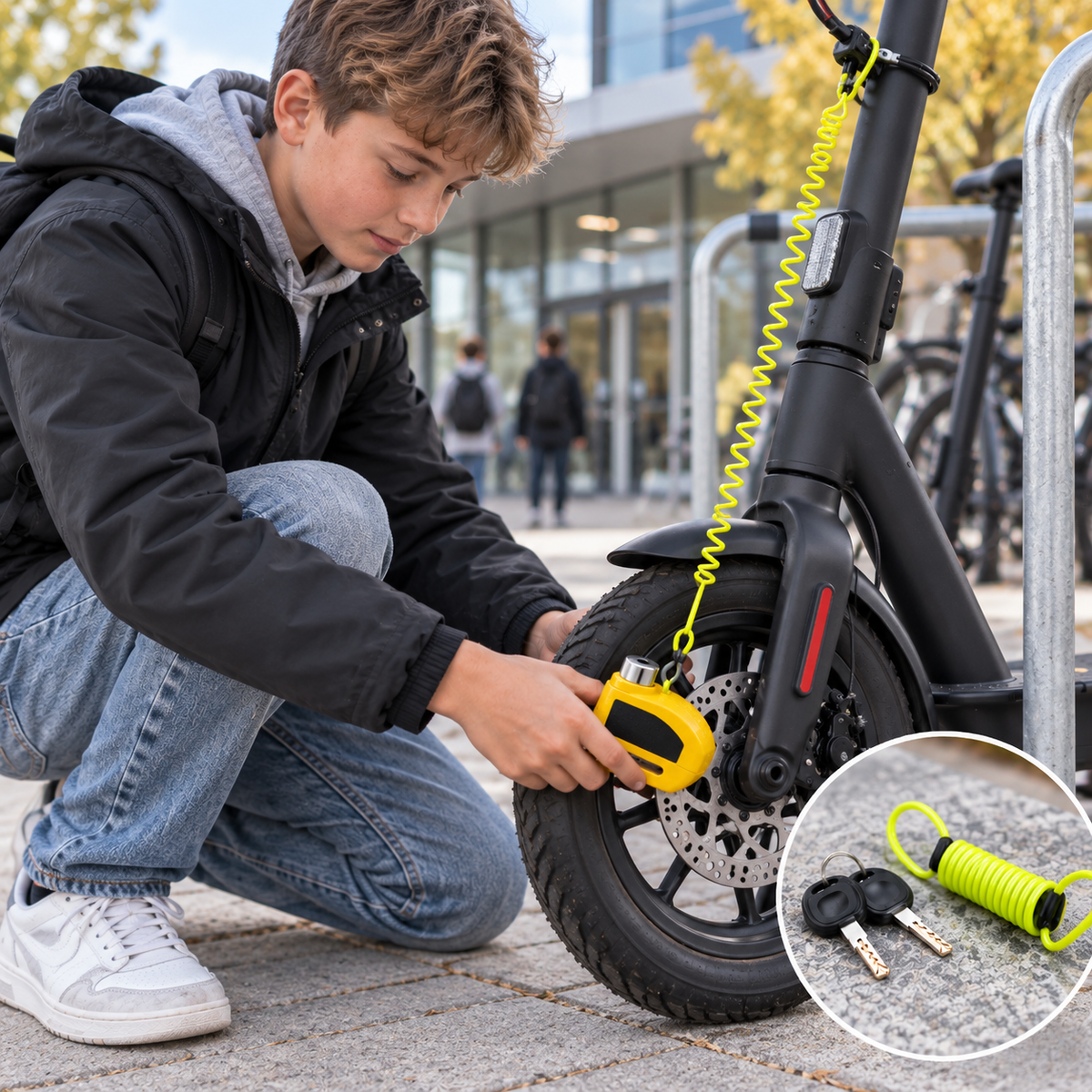 Bloque-disque avec alarme 110 dB – Antivol bloque-disque pour vélo, cyclomoteur et moto