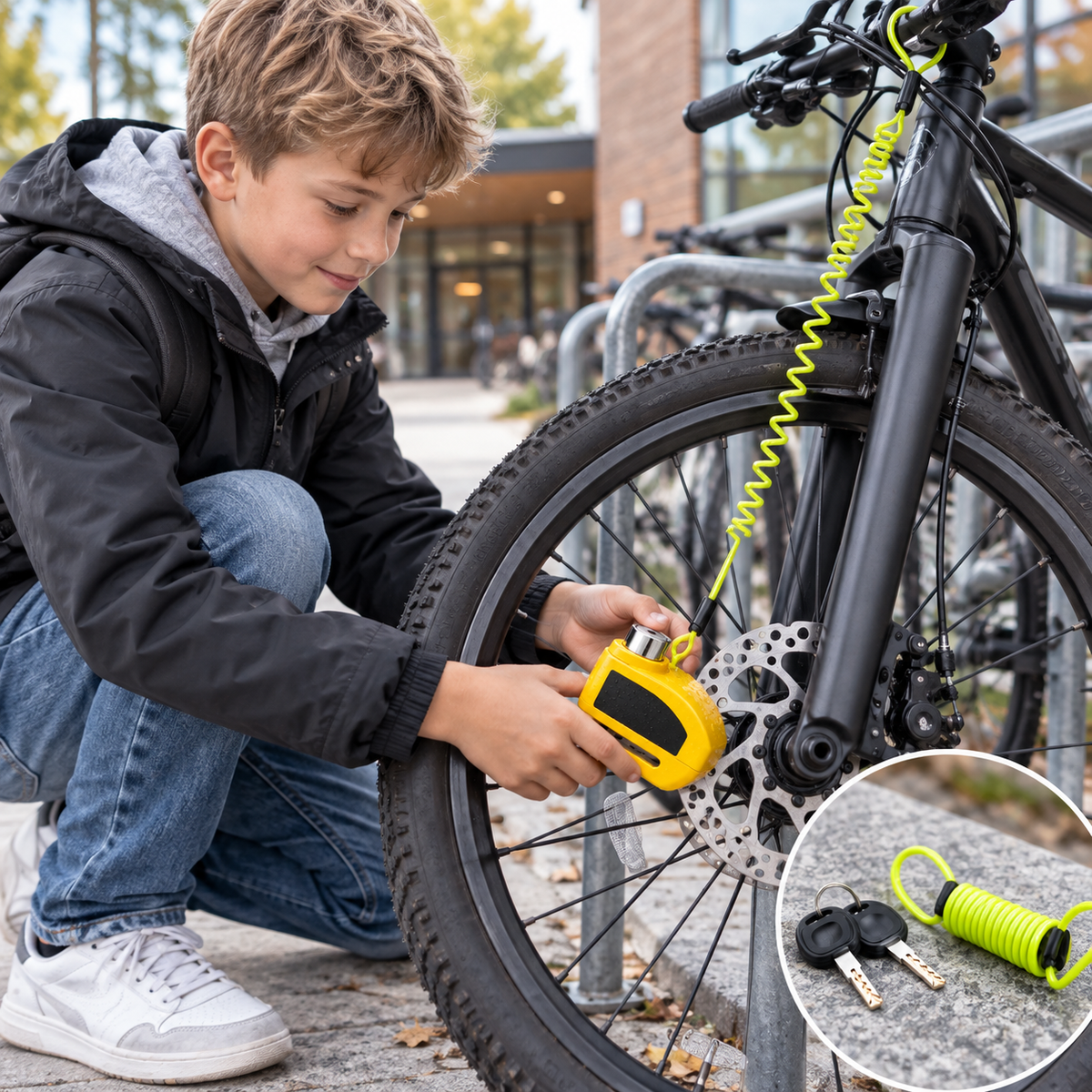 Bloque-disque avec alarme 110 dB – Antivol bloque-disque pour vélo, cyclomoteur et moto