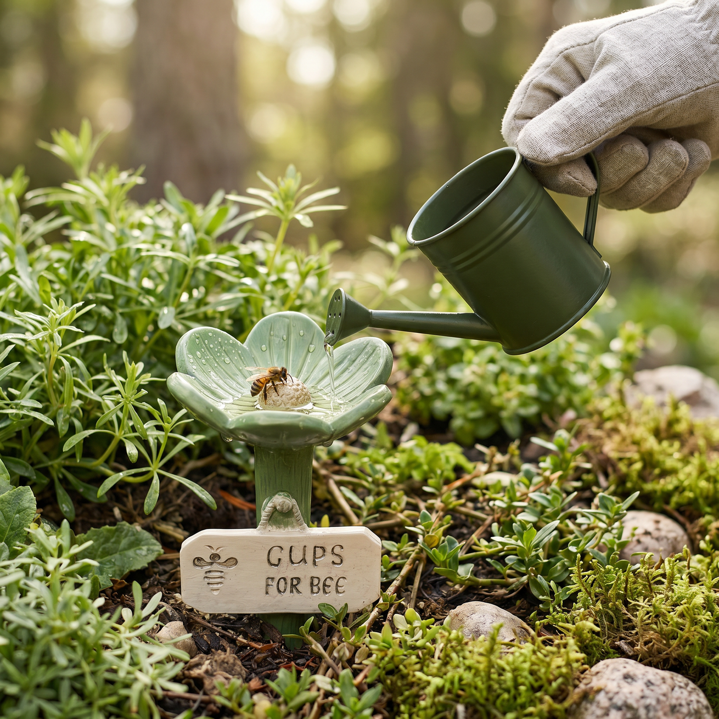 Abreuvoir à abeilles en forme de fleur – Distributeur d'eau coloré pour le jardin