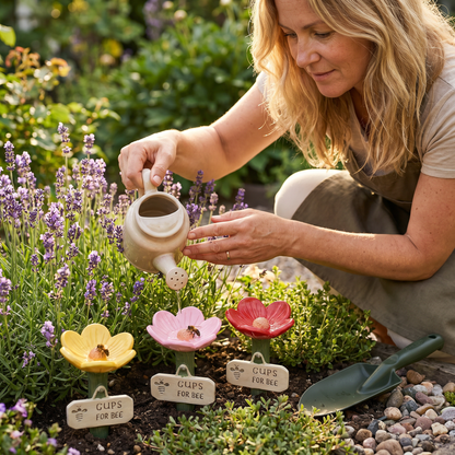 Abreuvoir à abeilles en forme de fleur – Distributeur d'eau coloré pour le jardin