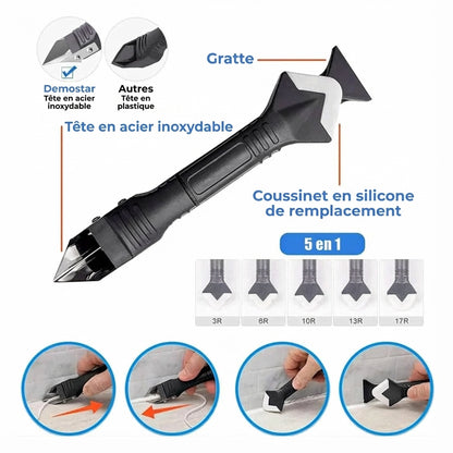 Outil de calfeutrage 3-en-1 - Extracteur & Lisseur de silicone