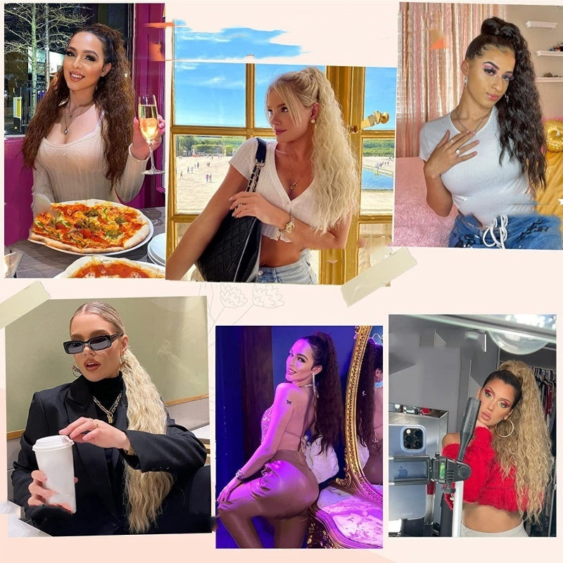 Extension queue-de-cheval longue et ondulée (Water Wave) – Postiche volumineux à pince pour le quotidien et les fêtes