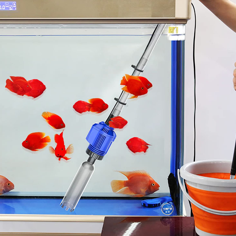 Aspirateur électrique et changeur d'eau pour aquarium - Nettoyeur de fond 3-en-1 - Avec fonction de filtration