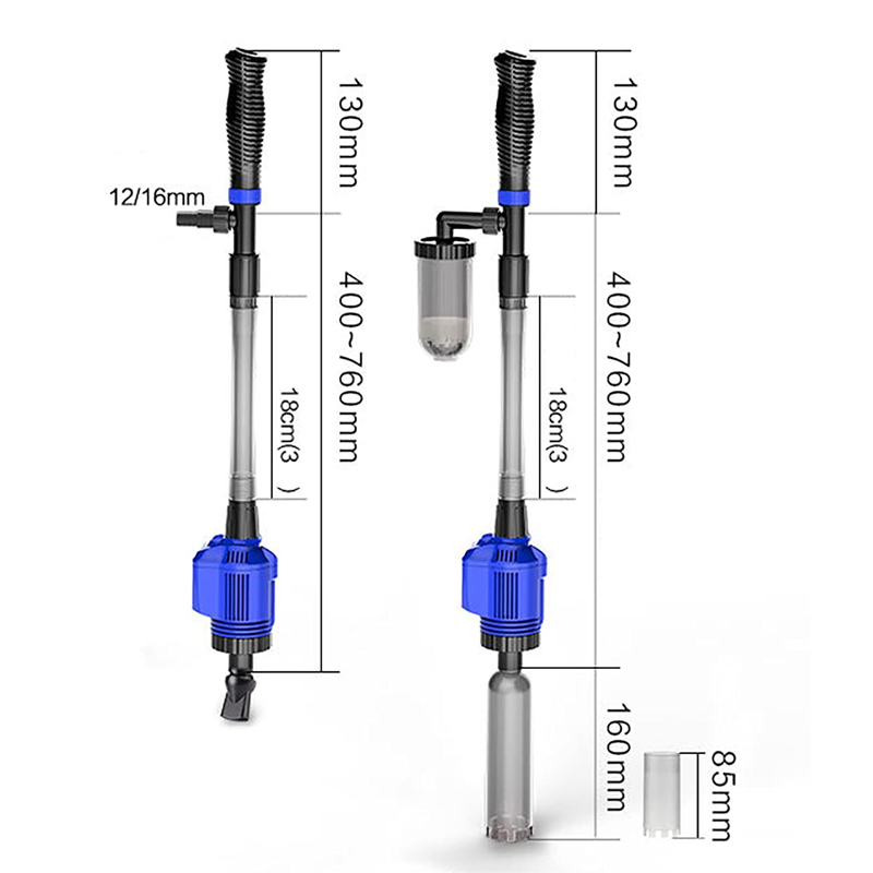 Aspirateur électrique et changeur d'eau pour aquarium - Nettoyeur de fond 3-en-1 - Avec fonction de filtration