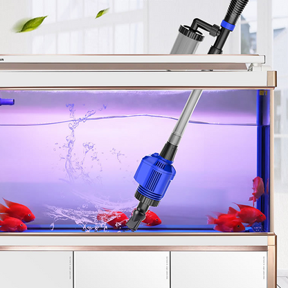 Aspirateur électrique et changeur d'eau pour aquarium - Nettoyeur de fond 3-en-1 - Avec fonction de filtration