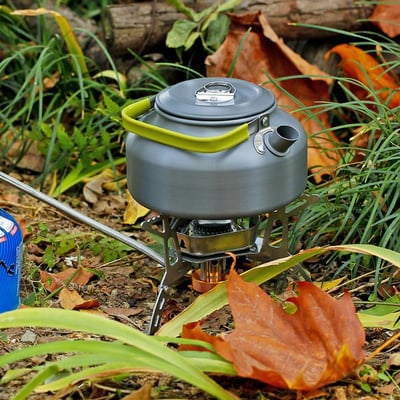 Réchaud à gaz de camping coupe-vent 5800W – Avec allumage piézo et adaptateur de bouteille de gaz