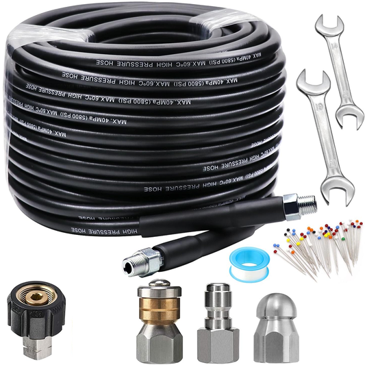 Kit de débouchage de canalisations 5800 PSI – Buse haute pression et flexible pour canalisations et tuyaux bouchés