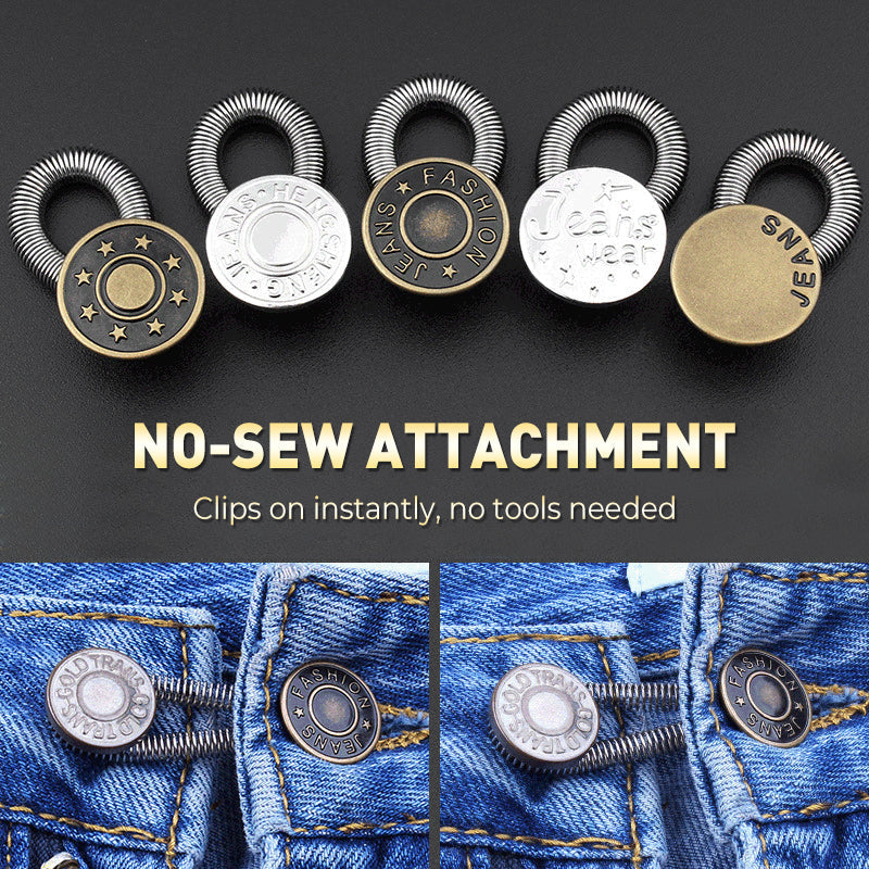 Rallonge de bouton métallique à ressort pour jeans
