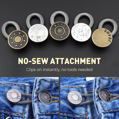 Rallonge de bouton métallique à ressort pour jeans