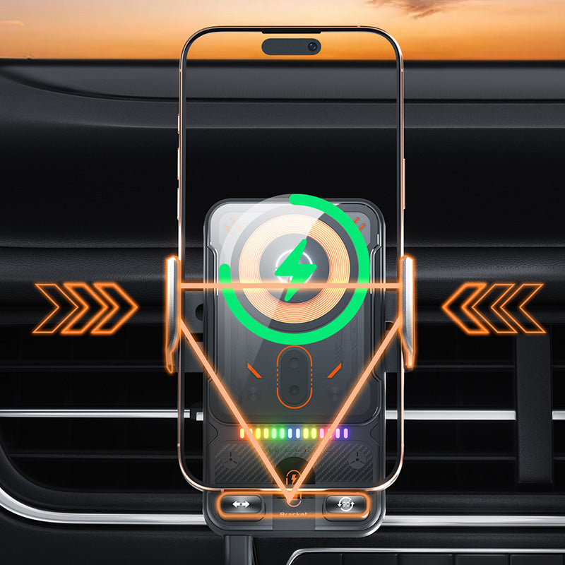 Support de Téléphone Voiture Intelligent – Chargeur Sans Fil Rapide 15W – Serrage Automatique & Rotatif – Universel