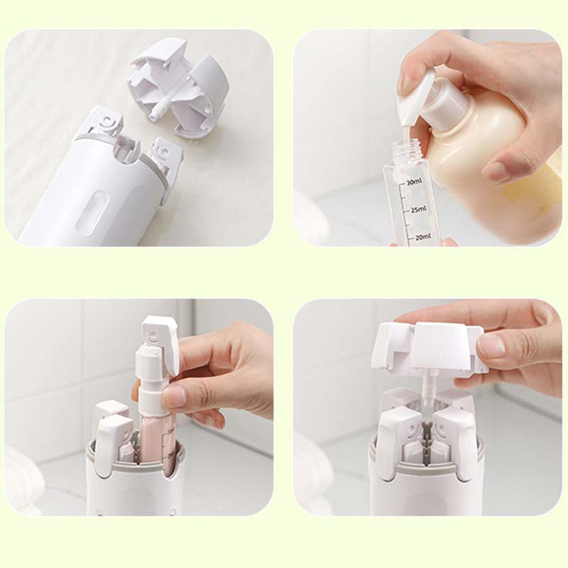 Kit de Flacons de Voyage 4-en-1 pour Bagage à Main – Flacons de Voyage en Silicone Anti-fuite