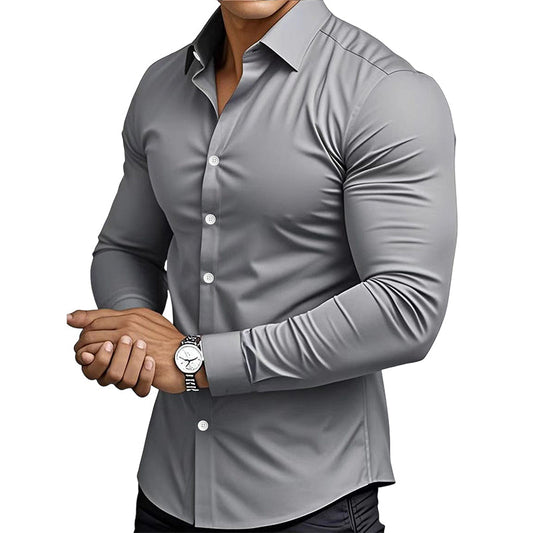 Chemise Unie pour Homme à Manches Longues