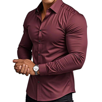 Chemise Unie pour Homme à Manches Longues