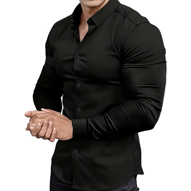 Chemise Unie pour Homme à Manches Longues